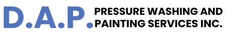 The logo for d.a.p. pressure washing and painting services