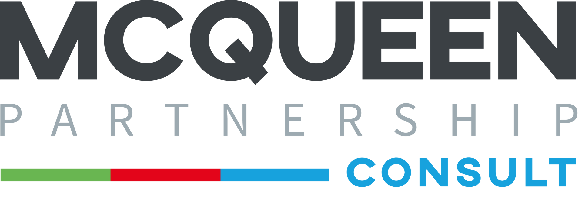 A logo for a company called mcqueen partnership consult