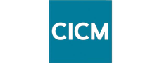 A blue square with the word cicm on it