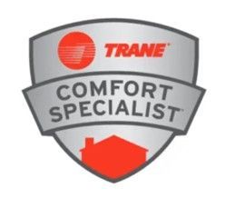 A trane comfort specialist logo with a house on it