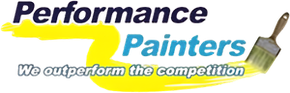 Performance Painters logo with a paintbrush and the slogan “We outperform the competition”