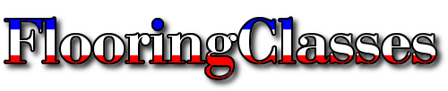 FlooringClasses logo in blue and red text with a white background