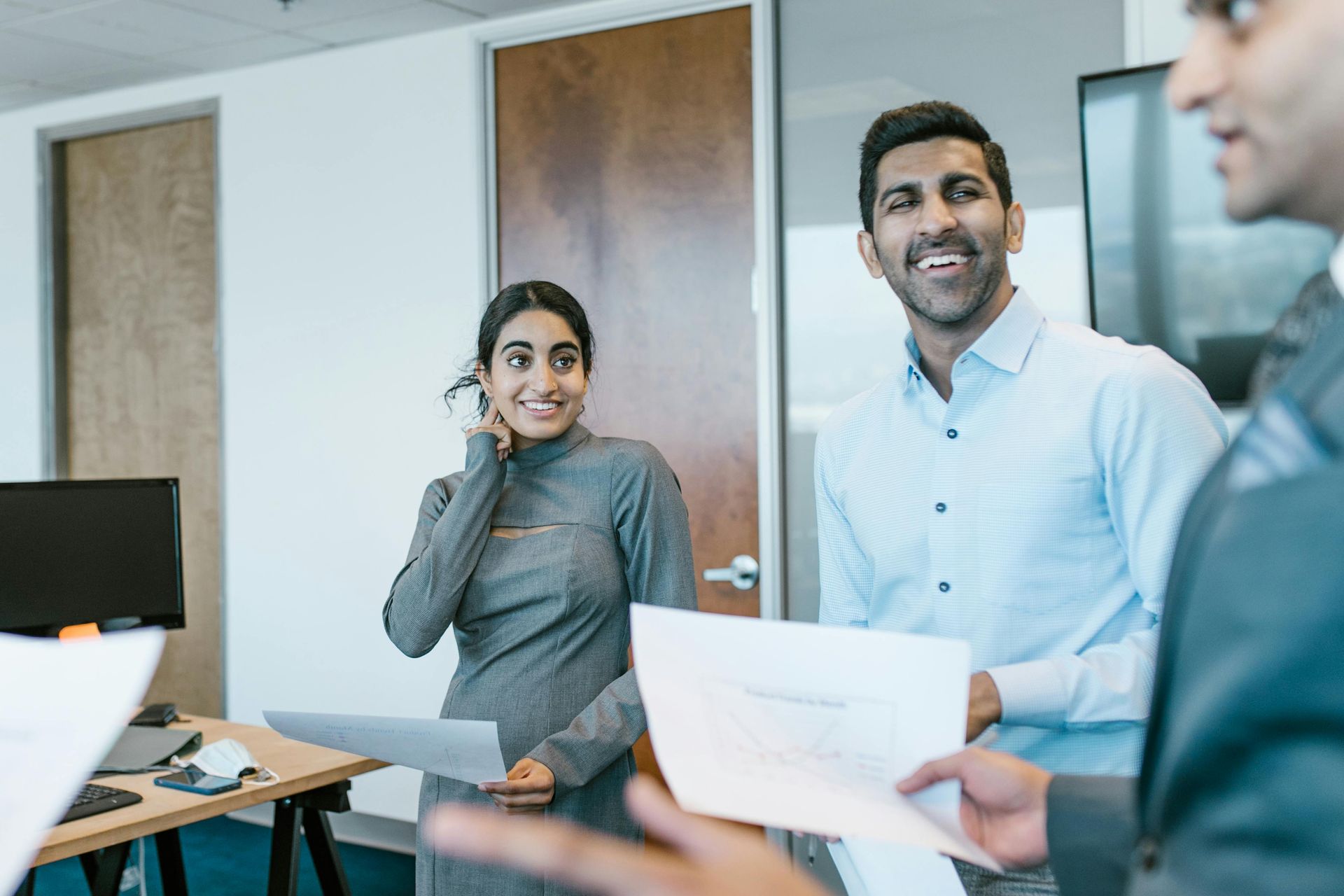 Happy executives in a meeting