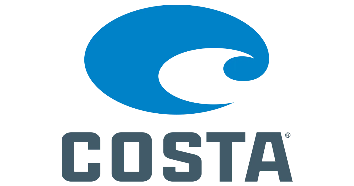 Costa sunglasses logo: blue oval with a stylized wave over the word 