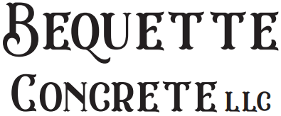 Bequette Concrete LLC logo in black serif text on a white background