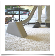 Vacuum cleaner head on carpet beside a person’s shoes and legs
