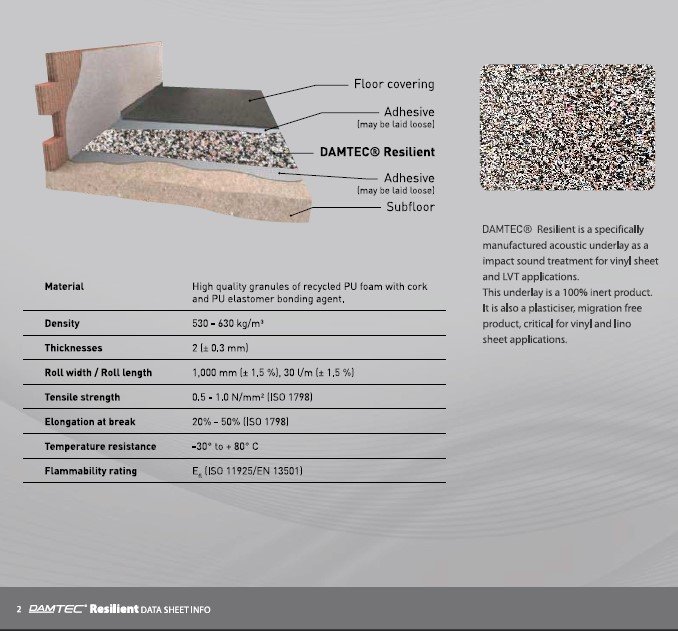 Direct Stick Vinyl Applications Damtec Acoustic Underlay Impact