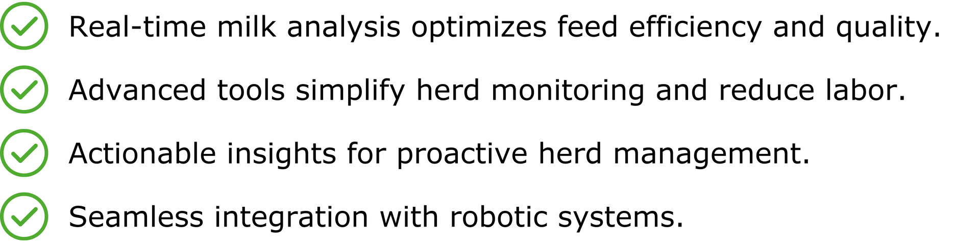 A list of features of a milk analysis system