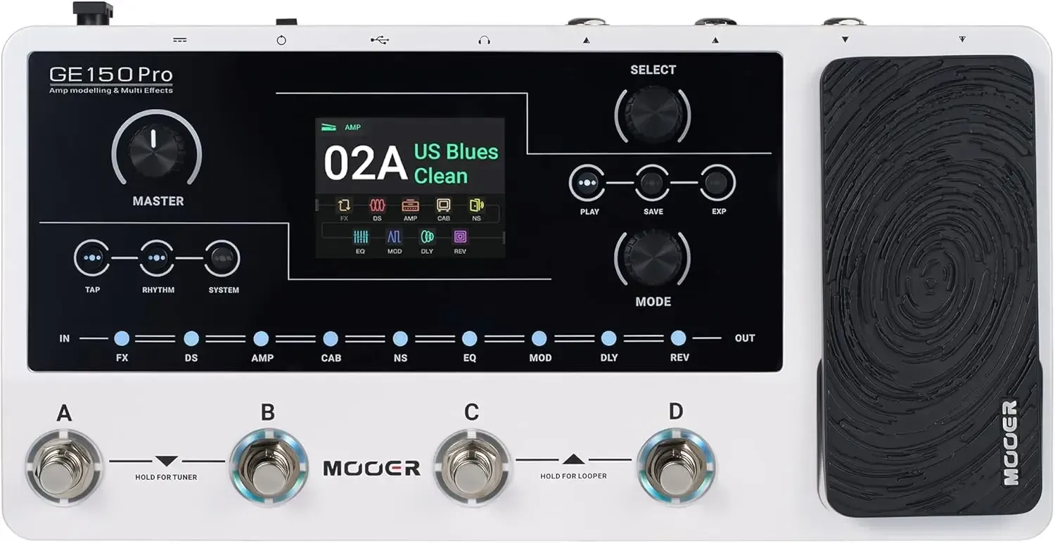 Mooer GE150 Pro guitar amp modelling multi effects pedal with expression pedal Mooer GE150 Pro guitar amp modelling multi effects pedal with expression pedal