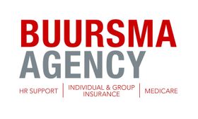 Buursma Agency logo with red and gray text and services: HR support, insurance, Medicare