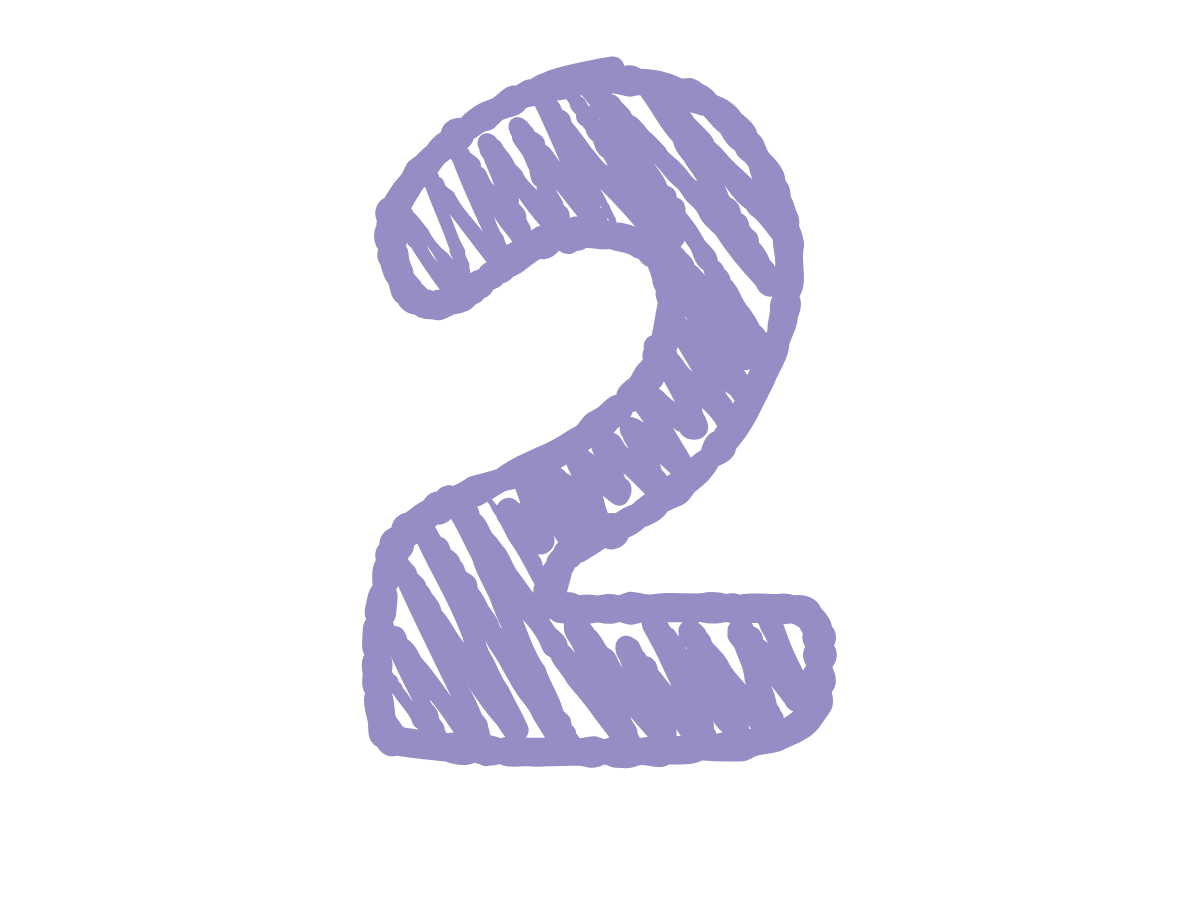Hand-drawn purple number 2 on a white background
