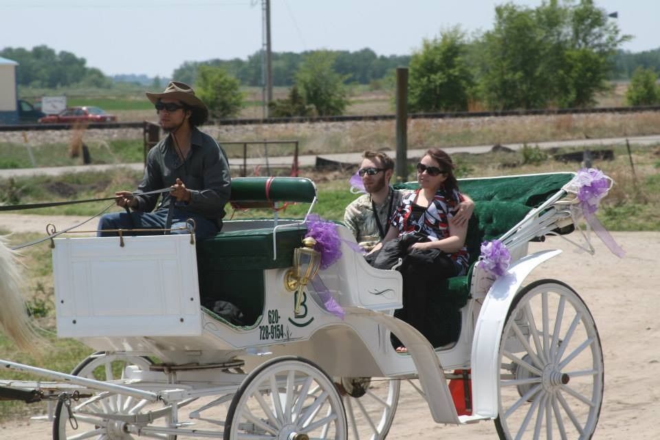 couple on horse drawn carriage