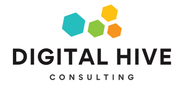 Digital Hive Consulting logo: Hexagon shapes in teal, green, yellow, and orange above black text.