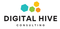 Digital Hive Consulting logo: Hexagon shapes in teal, green, yellow, and orange above black text.