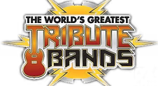 Logo reading “The World’s Greatest Tribute Bands” in bold orange and black with lightning bolts and a red guitar icon