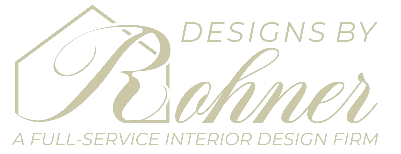 Designs by Rohner interior design firm logo in beige and gold script