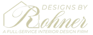 Designs by Rohner interior design firm logo in beige and gold script