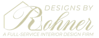 Designs by Rohner logo in beige and gold with “A full-service interior design firm” tagline