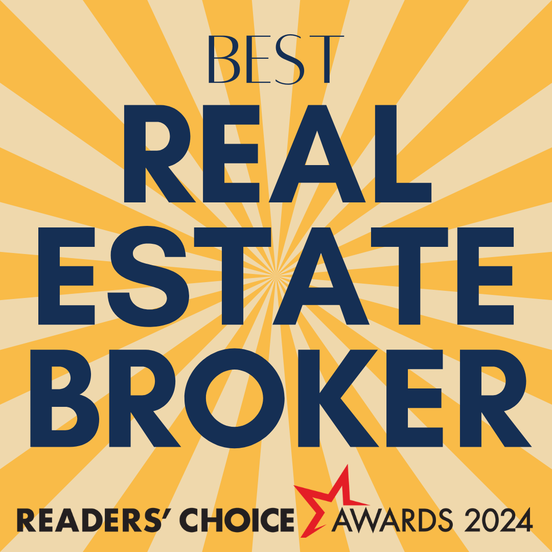 A sign that says best real estate broker on it