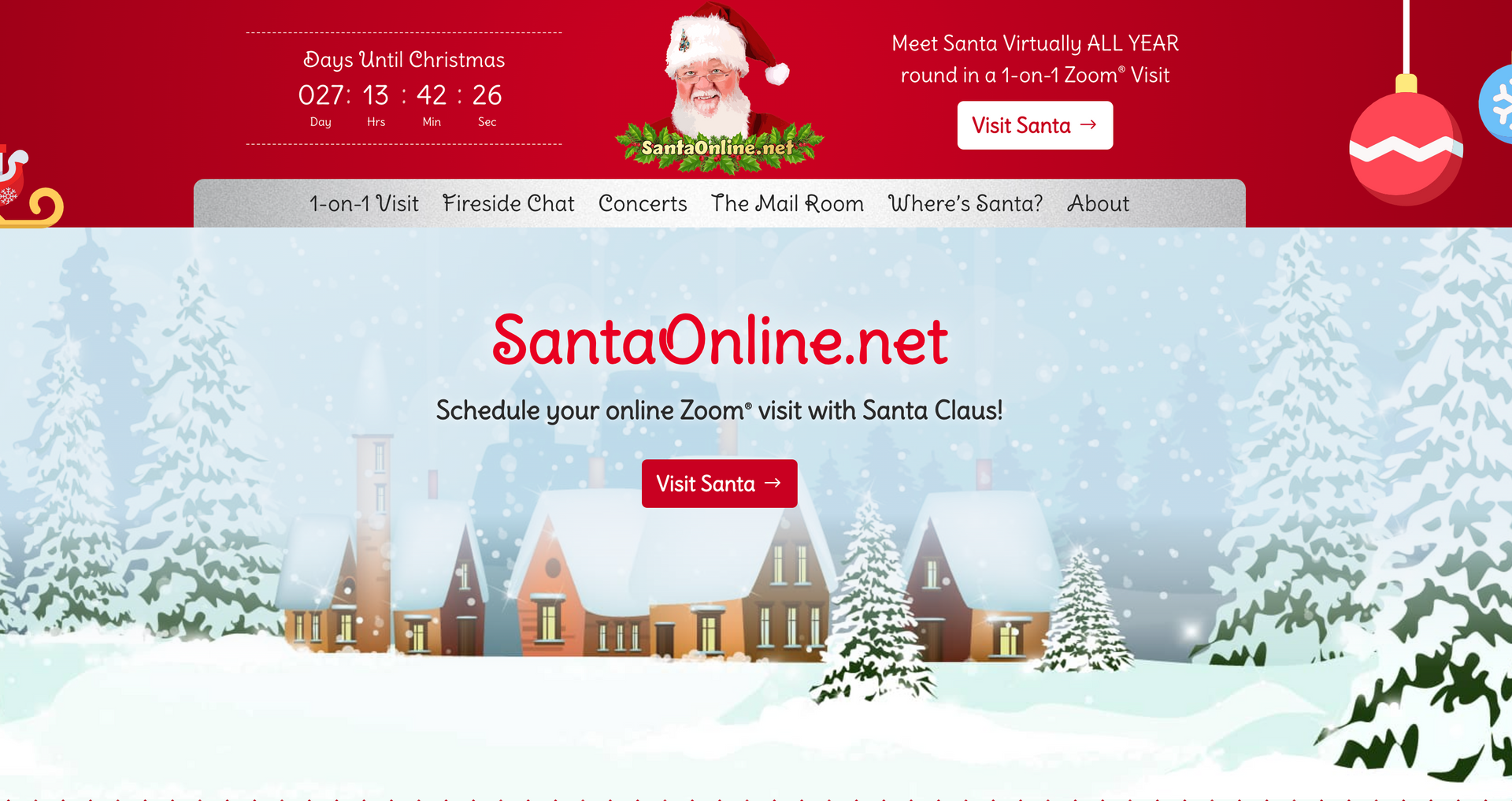 A screenshot of a website called santaonline.net