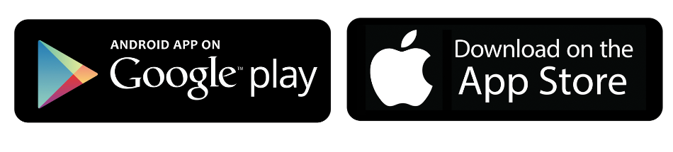 A google play and an apple app store icon on a white background