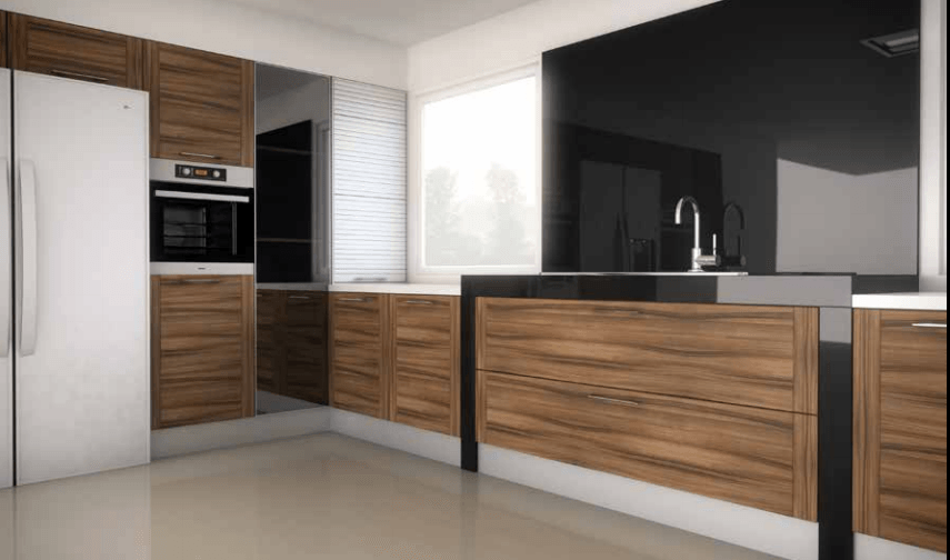 Intégration électroménager armoire décor bois