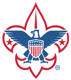 A boy scout logo with an eagle and a shield