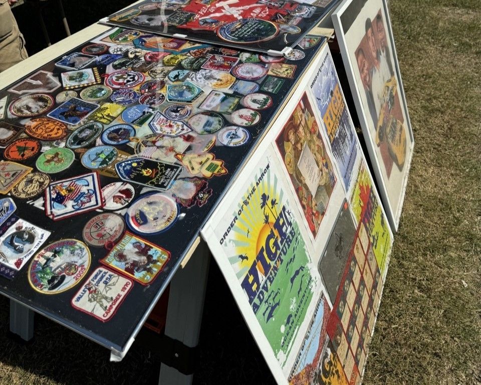 A table full of stickers including one that says tiger