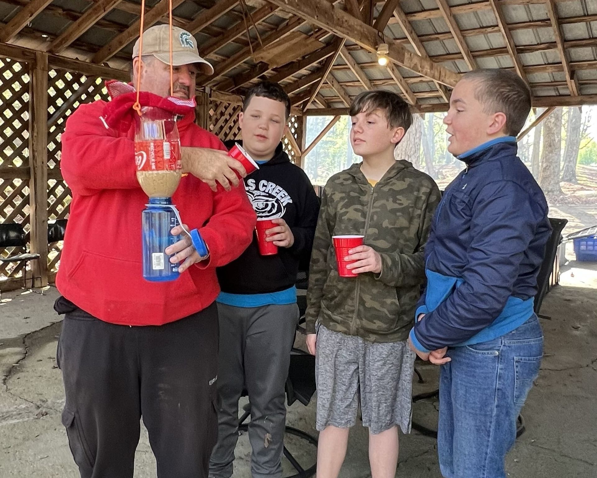 Learning about emergency water filtration. 