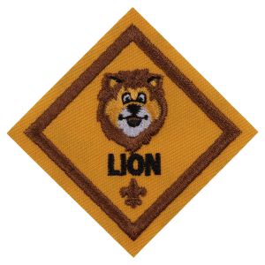 A patch with a lion and the word lion on it