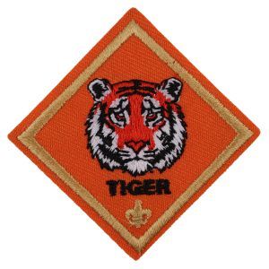 An orange patch with a tiger and the word tiger on it