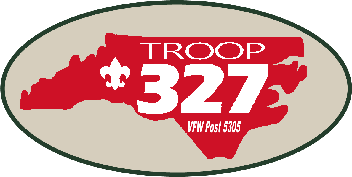 A sticker that says troop 327 on it
