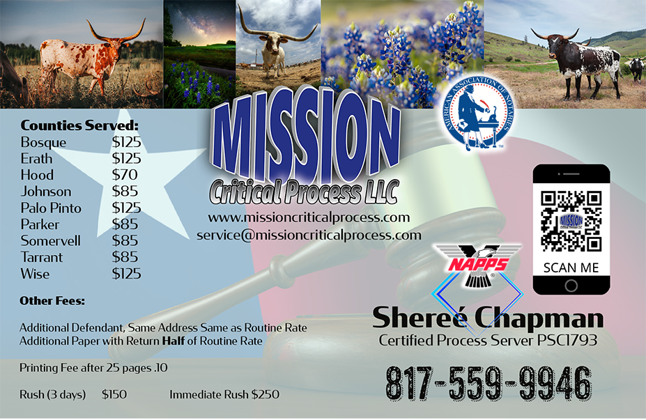 A poster for a company called mission with a phone number