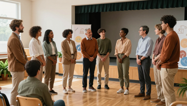 Community members and educators at school event