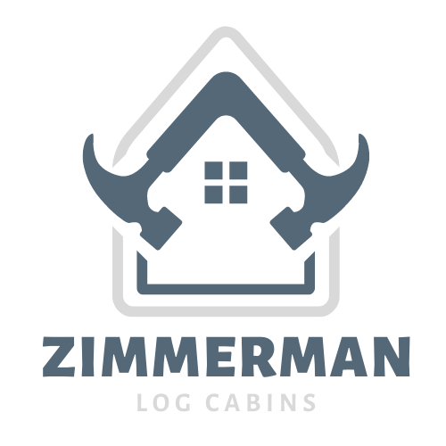 Logo: Grey house outline with blue hammers, small window, and the text