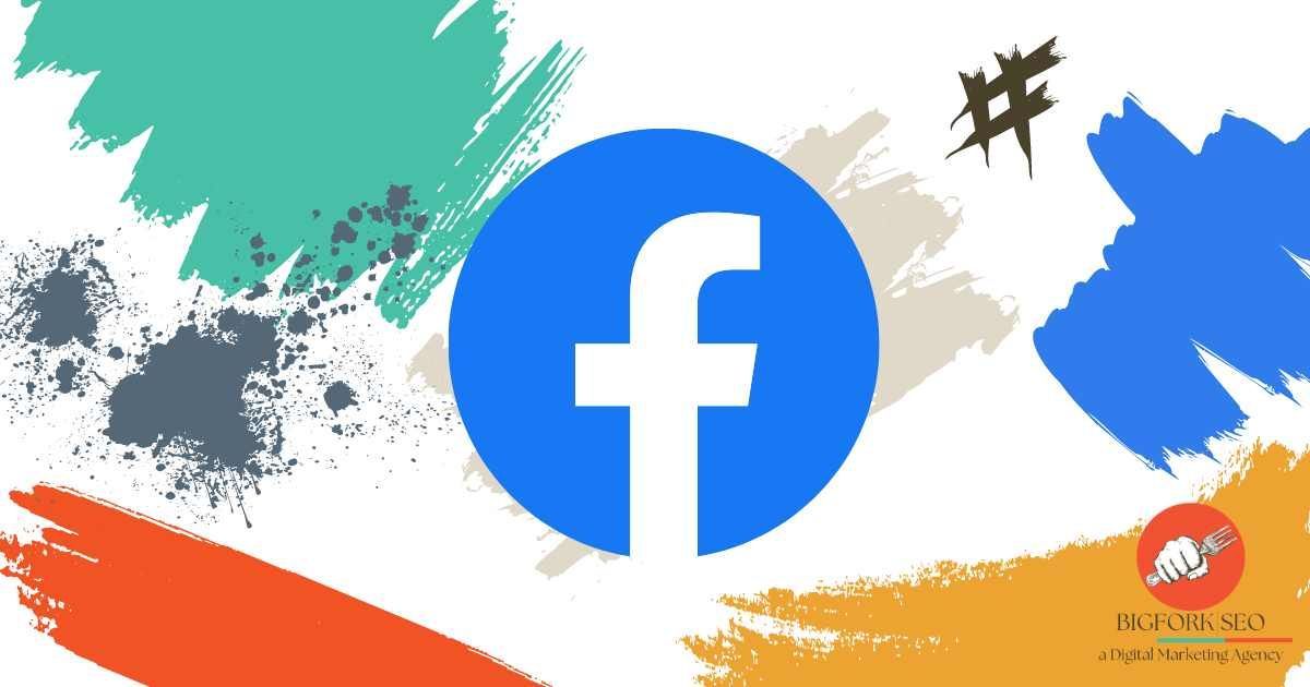 Facebook logo on a colorful, abstract paint-stroke background.