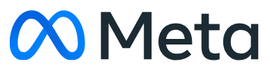 The Meta logo: blue infinity symbol beside the word