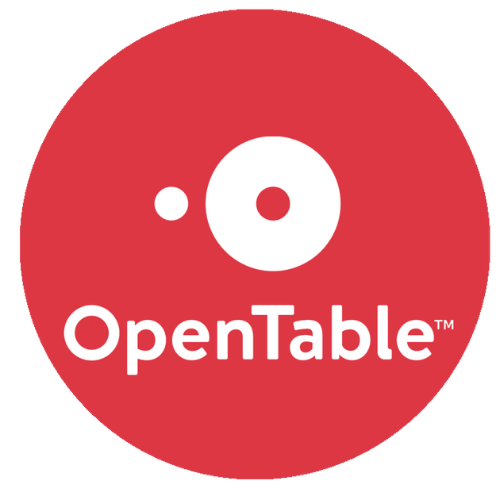OpenTable logo: Red circle with white circles and text.