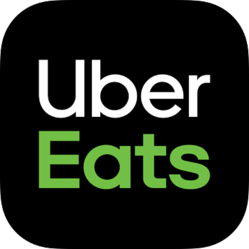 Uber Eats app logo on a black square background with white