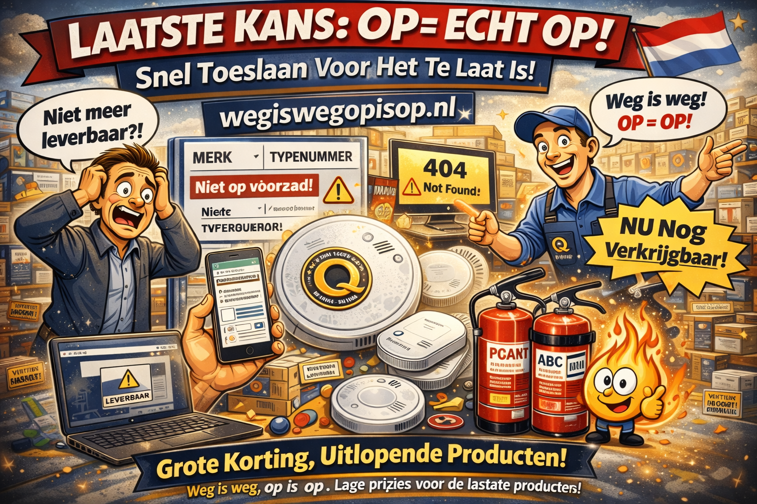 Alles moet weg, op = op , weg = weg