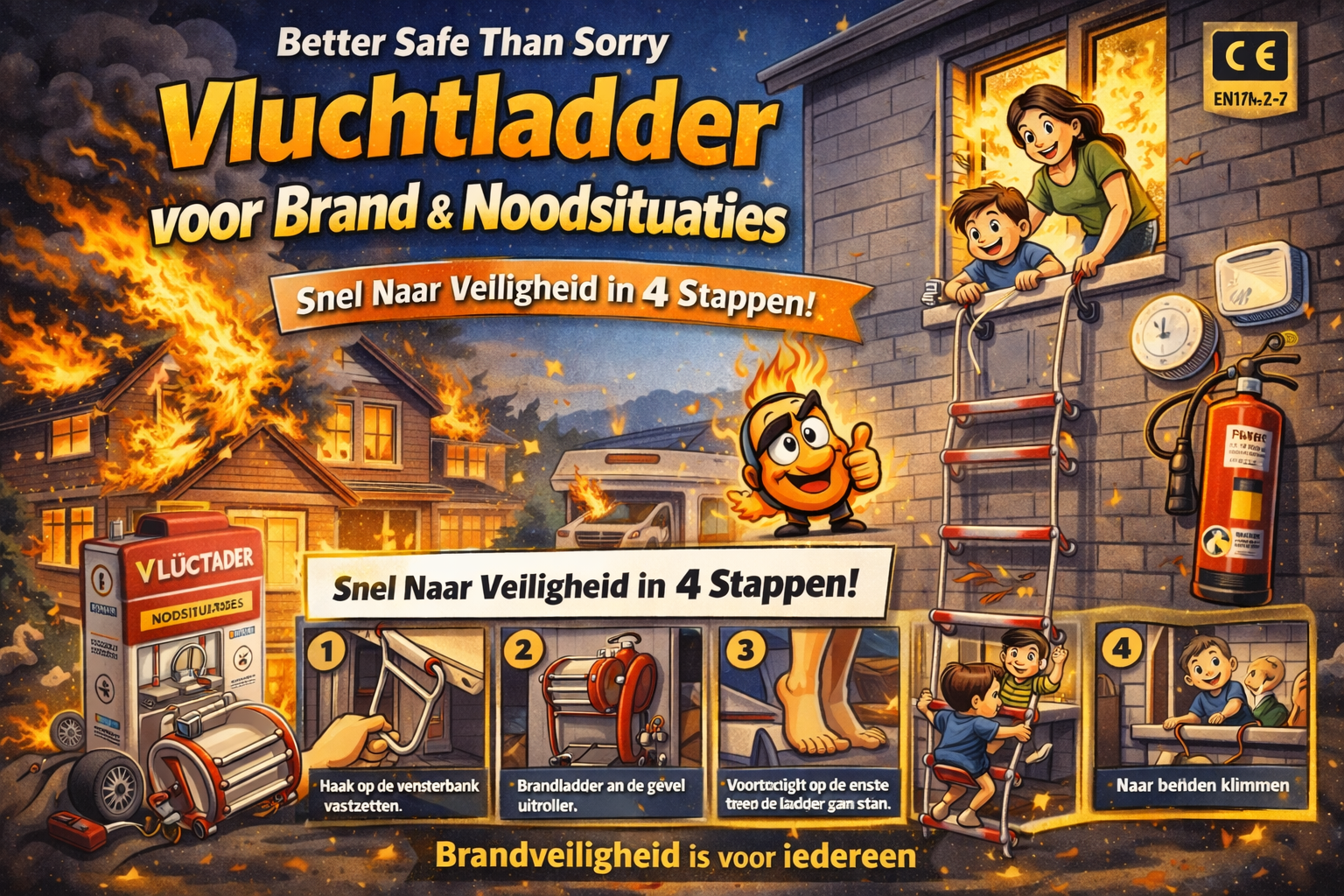 Hoe gebruik je een vluchtladder?