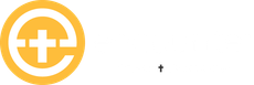 Orange circular logo with a white medical cross and curved line, plus a small black plus sign on white background