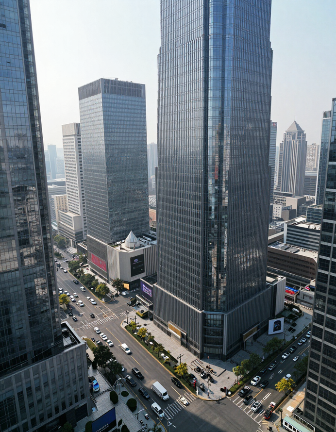 Contemporary U.S. financial district skyline