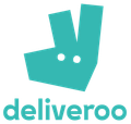 Logo Deliveroo in color verde acqua con icona stilizzata di un coniglio e marchio denominativo.