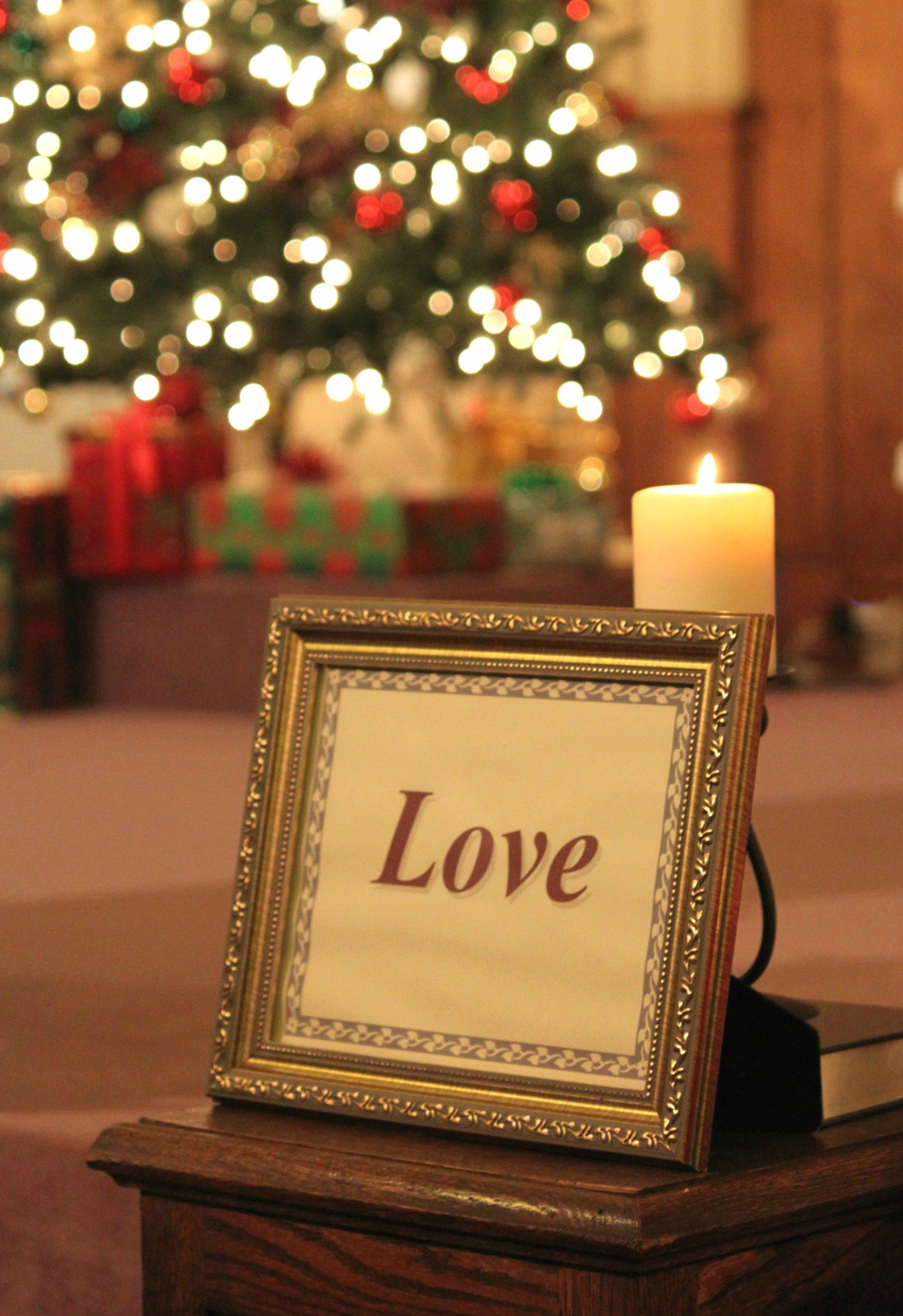 A framed sign reading