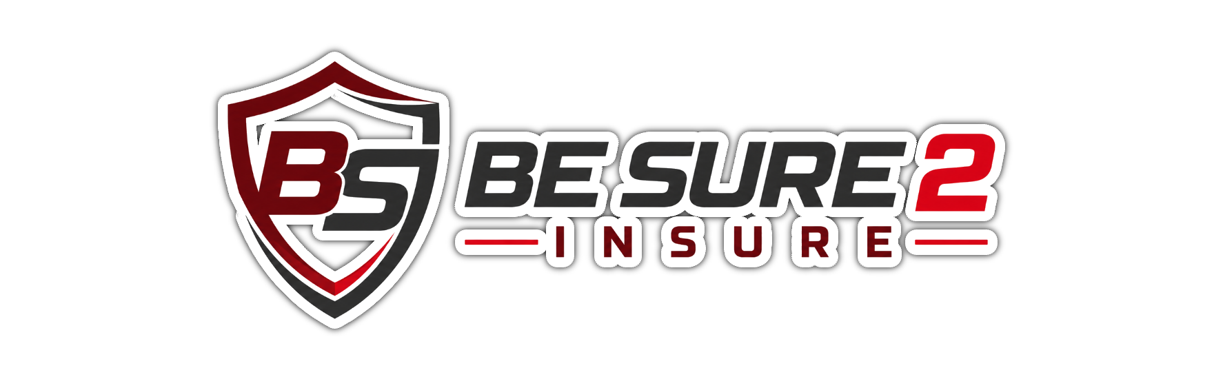 Be Sure 2 Insure logo with shield icon in black, red, and gray