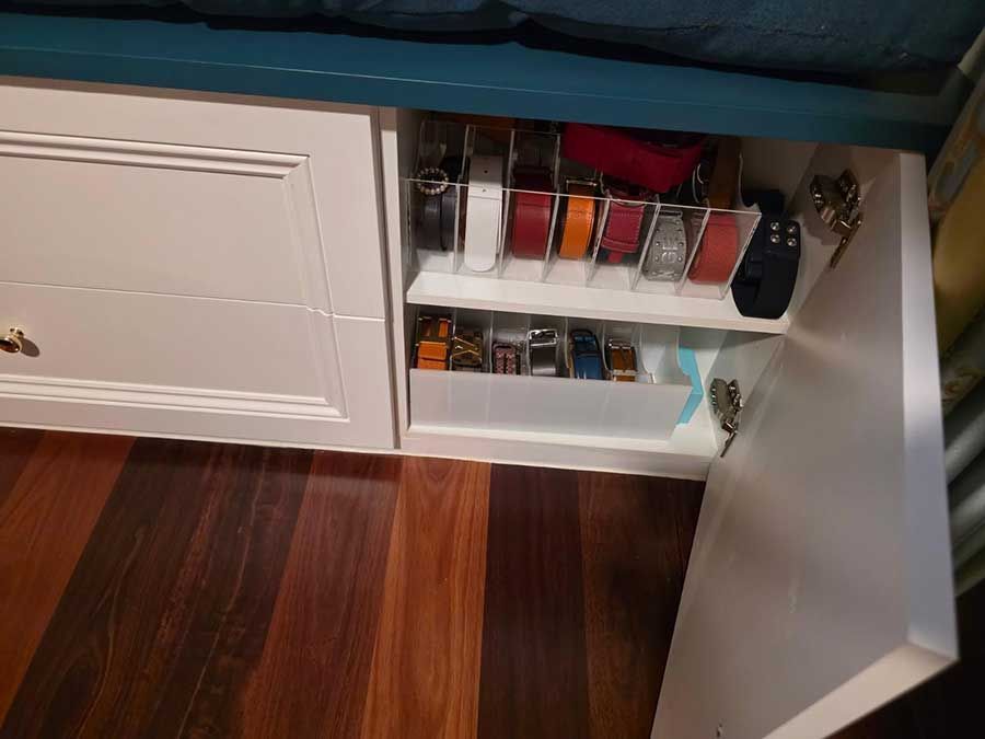 custom designed window seat with draws