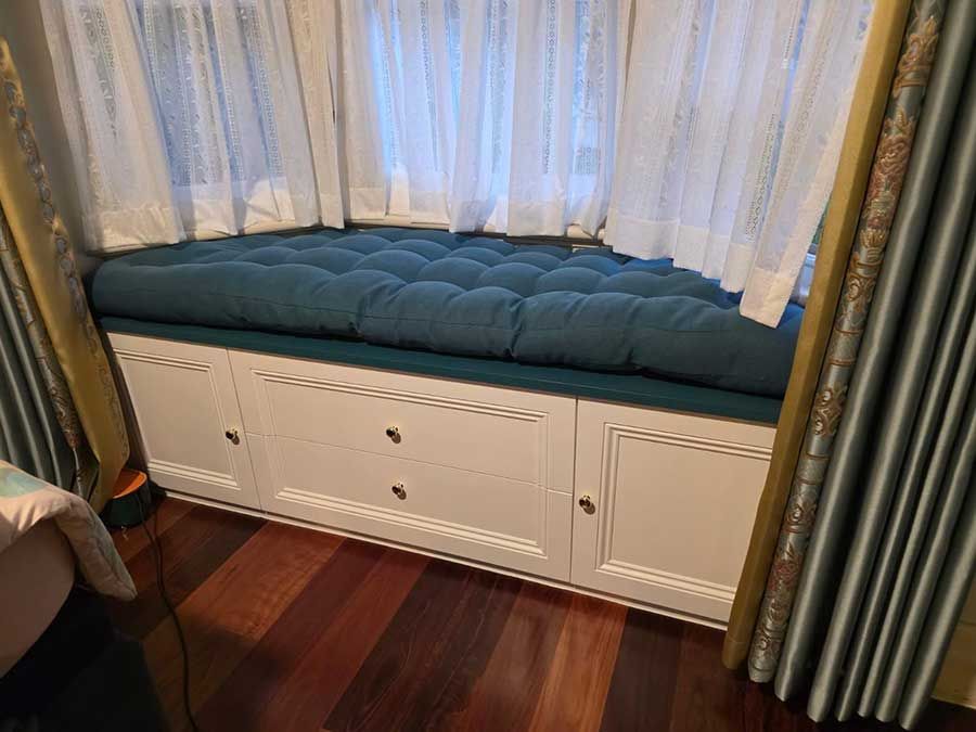 Custom window seat with storage