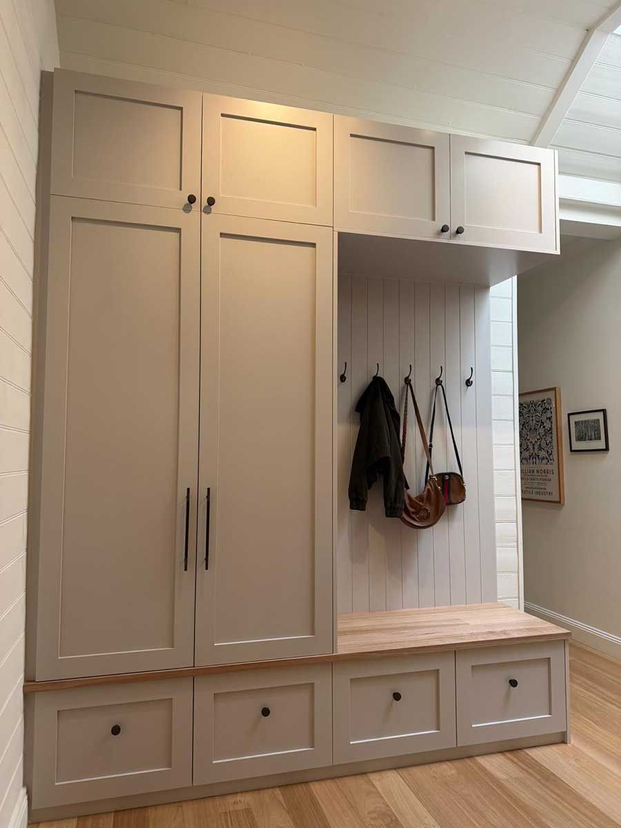 Custom cabinet in mudroom