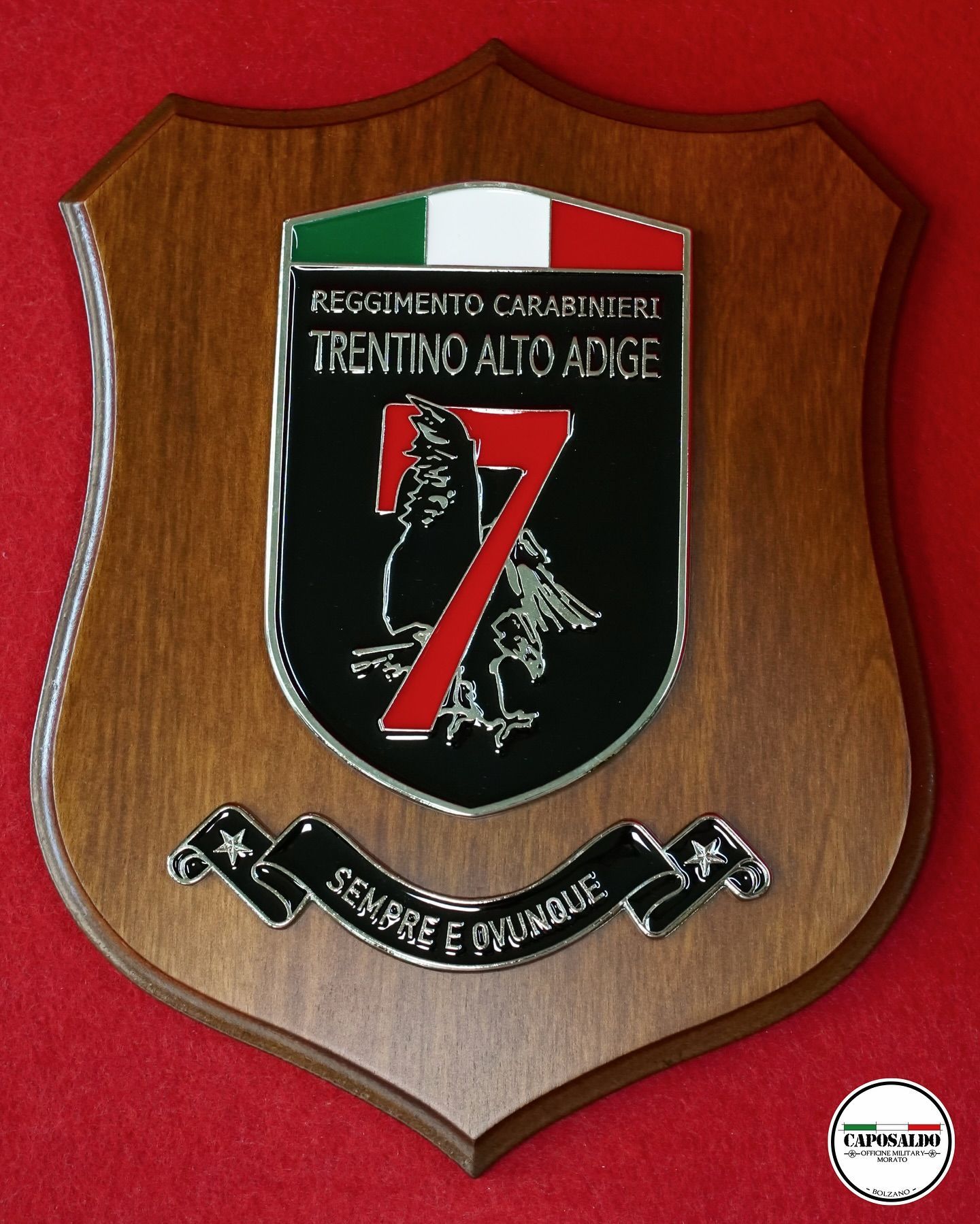 Targa in legno con stemma del Trentino Alto Adige, numero